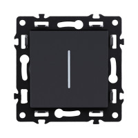 Выключатель кнопочный 1-клавишный 10А/250В с LED подсветкой, черный Kollinger Asthetik AS-012BK