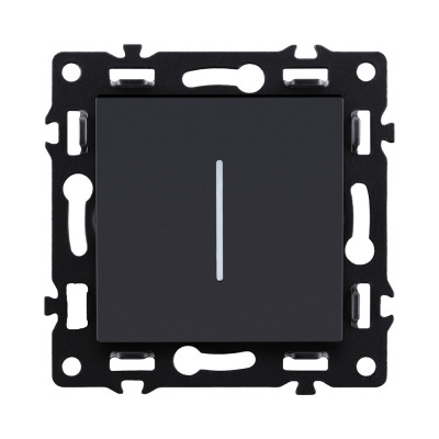 Выключатель кнопочный 1-клавишный 10А/250В с LED подсветкой, черный Kollinger Asthetik AS-012BK