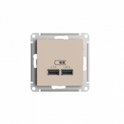 ATN001233 - ATLASDESIGN USB РОЗЕТКА A+A, 5В/2,1А, 2х5В/1,05А, механизм, ПЕСОЧНЫЙ, Systeme Electric