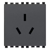 Vimar Розетка SICURY 2P+T 10A китайский стандарт, 2 мод., серая, 20252