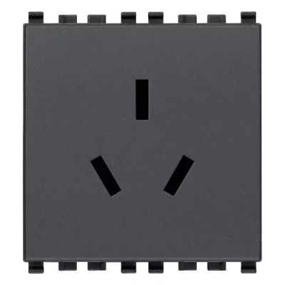 Vimar Розетка SICURY 2P+T 10A китайский стандарт, 2 мод., серая, 20252