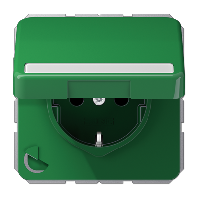 Штепсельная розетка SCHUKO 16A 250V~ с полем для надписи и защитой от влажности; зеленая, CD1520BFNAKLGN