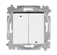 3559H-A88445 62W - Выключатель жалюзи двухклавишный ABB Levit без фиксации клавиш белый / дымчатый чёрный - 2CHH598845A6062