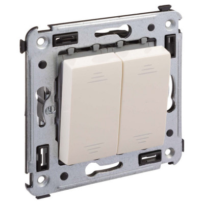 4405114 - ДКС Переключатель двухклавишный в стену, "Avanti", "Ванильная дымка"