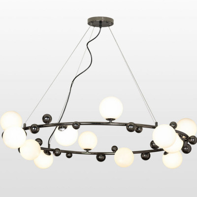 LUSSOLE Coosa Люстры подвесные, цвет основания - Черный хром, плафон - стекло (цвет - белый), 12x6W G9, LSP-8654