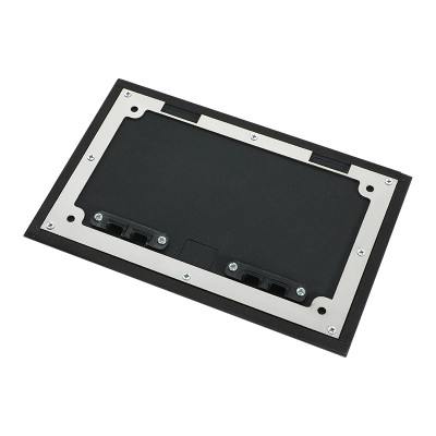 Люк напольный на 4 модуля, металлический, h=65мм, с рамкой, крышка без углубления, TIMIUX, черный, EU4H65R BL