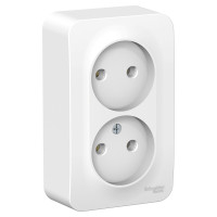 BLANCA О/У РОЗЕТКА двойная без зазем. без штор., МОНТ.ПЛ., 16А, 250В, БЕЛЫЙ