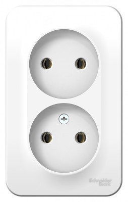 BLANCA О/У РОЗЕТКА двойная без зазем. без штор., МОНТ.ПЛ., 16А, 250В, БЕЛЫЙ