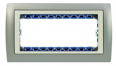 Simon S82C Рамка с суппортом на 8 узких модулей, S82C, алюминий - алюминий, 82984-33