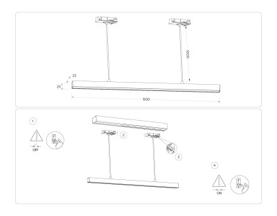 Трековый линейный светильник 4000K 24Вт 120°, AMBRELLA LIGHT, GL6783