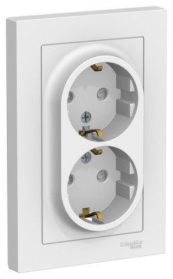 ATN001326 - ATLASDESIGN РОЗЕТКА двойная с заземлением со шторками, 16А, в сборе, ЛОТОС, Systeme Electric