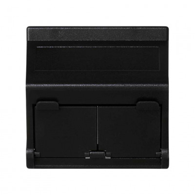 Simon SConnect Плата наклонная с крышками на 2 мод. MD (RJ45, оптоволокно), 45х45мм, графит, KB80-14