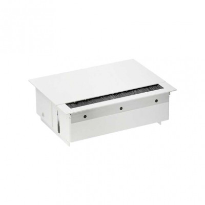 Simon 400 Белый Врезной розеточный блок с крышкой, ввод щетка, 2x2P+E, 2xUSB зарядное уст., 1 пустой модуль, 44422000-130