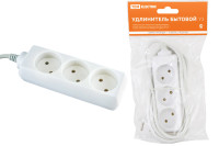 Удлинитель бытовой  У3  3 гнезда, 3метра, без заземления, ПВС 2х0,75 мм2  10А/250В TDM Electric, SQ1303-0201