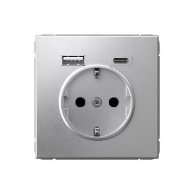 GAL000332 - ARTGALLERY РОЗЕТКА 16А с 2 USB A+C, 5В/2,4А/3,0А, 2х5В/1,5А, механизм, АЛЮМИНИЙ, Systeme Electric