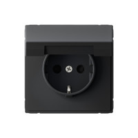 GAL001046S - ARTGALLERY РОЗЕТКА с заземл. со шторк. с крышк., 16А, IP20,  механизм, быстрозажим. клем., КАРБОН, Systeme Electric