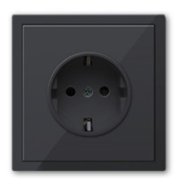Розетка электрическая 2к+з, Donel серия R98, цвет черный