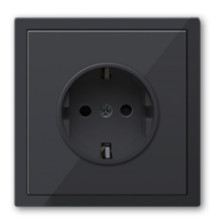 Розетка электрическая 2к+з, Donel серия R98, цвет черный