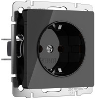 Werkel W1171148/ Розетка с заземлением и шторками (черный акрил), a064042