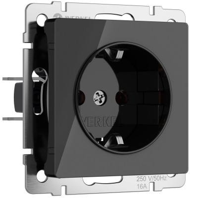 Werkel W1171148/ Розетка с заземлением и шторками (черный акрил), a064042