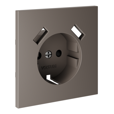 Накладка для розетки с заземлением и защитными шторками, с USB A+A, S70 (капучино), VLS000914