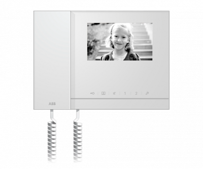 M22301-W - Абонентское устройство, видео ч/б 4,3 с трубкой, белый глянцевый