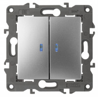 ЭРА 14-1105-03 Elegance Алюминий Выключатель 2-кл с подсветкой
