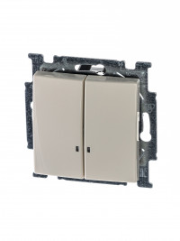ABB BJB Basic 55 Беж Выключатель 2-клавишный с подсветкой
