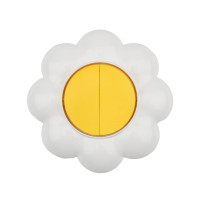 Выключатель двухклавишный HAPPY Ромашка с/у, желтый/белый KRANZ, KR-78-0621