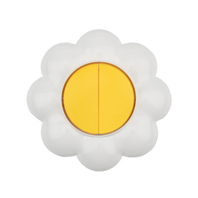 Выключатель двухклавишный HAPPY Ромашка с/у, желтый/белый KRANZ, KR-78-0621