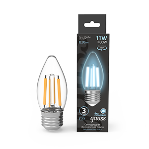 Gauss Лампа Filament Свеча 7W 580lm 4100К Е27 LED 1/10/50, 103802207