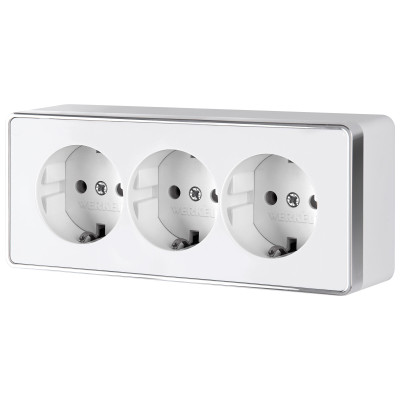 Werkel W5073101/ Розетка тройная с заземлением и шторками Gallant (белый), a051594