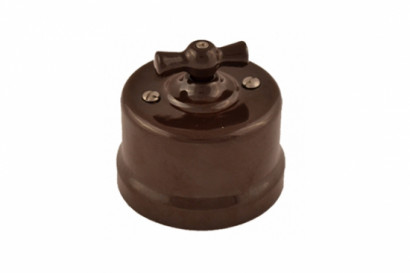 Bironi Выключатель 1кл. проходной, керамика, цвет коричневый, B1-201-02