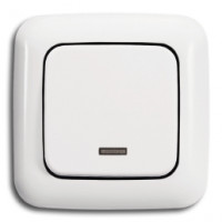 ABB Выключатель 1-клавишный, с подсветкой, цвет - белый, серия Reflex ABB Выключатель 1-клавишный, с подсветкой, цвет - белый, серия Reflex