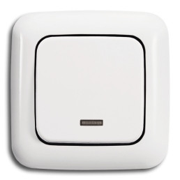 ABB Выключатель 1-клавишный, с подсветкой, цвет - белый, серия Reflex