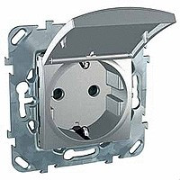 MGU5.037.30TAZD - UnicaTop Розетка со шторками и с крышкой 2К+З 16А 250В~, алюм., Schneider Electric