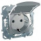 MGU5.037.30TAZD - UnicaTop Розетка со шторками и с крышкой 2К+З 16А 250В~, алюм., Schneider Electric