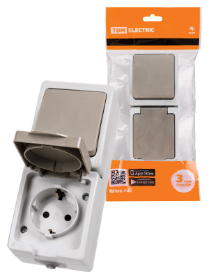 Блок комбинированный (вертикальный) выключатель 1-кл. + розетка 2П+З с з/ш БКВР IP54 "Вуокса" TDM Electric, SQ1803-0011