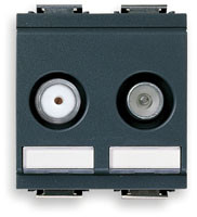 Vimar Розетка TV-RD-SAT концевая с 2 выходами серая, 17067.01