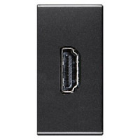 N2155.7 AN - Механизм HDMI разъёма, тип А, с HDMI разъёмом мама на тыльной стороне, 1-модульный, серия Zenit, цвет антрацит - 2CLA215570N1801