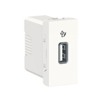 NU342818 - Unica modular розетка usb, 5 в / 1000 ма, 1 модуль белый