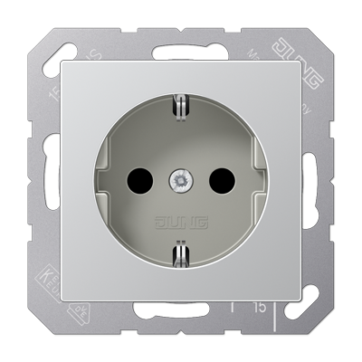 Штепсельная розетка SCHUKO 16А / 250В, пружинные зажимы; дюропласт; алюминий; A500, A1520AL