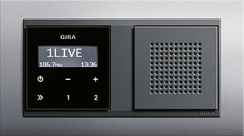 Gira Радио скрытого монтажа, матовый антрацит - алюминий, серия Event Opaque