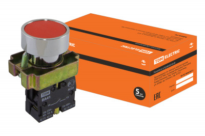 Кнопка BА41 без подсветки красный 1з TDM Electric, SQ0704-0058