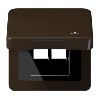 Накладка и крышка для двойных UAE розеток с символом "сеть"; термопласт коричневый, CD590KLLANBR