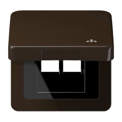 Накладка и крышка для двойных UAE розеток с символом "сеть"; термопласт коричневый, CD590KLLANBR