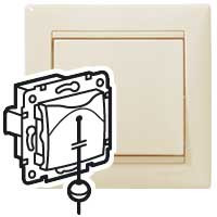 Legrand Выключатель кнопочный одноклавишный перекидной со шнурком - Legrand Valena - 10А 250В схема 6PC безвинтовые зажимы - слоновая кость, 774319