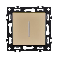 Выключатель кнопочный 1-клавишный 10А/250В с LED подсветкой, золотой Kollinger Asthetik AS-012GD