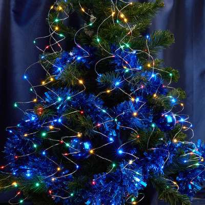 CL53 Гирлянда на елку, 200 LED мульти, 10 веток* 20 лампочек, 2м + 1м шнур, IP20, Feron 32986