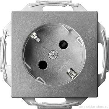 SM Розетка со шторками 45° 2К+З 16А 250В~, алюм.